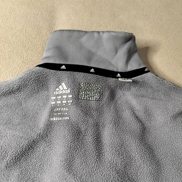adidas Gray Half-Zip Pindot Sweatshirt with Black Stripes. - Picture 12 of 15